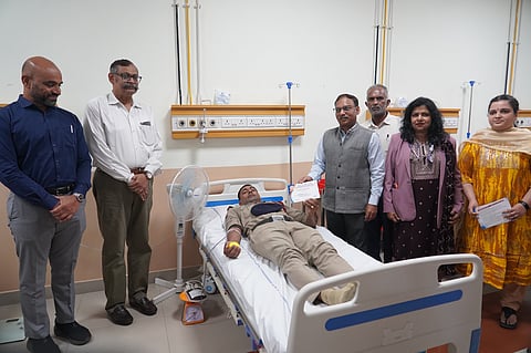 Bengaluru Divisional Railway Manager Ashutosh and senior officials participated in a blood donation camp organized at the Divisional Railway Hospital in collaboration with the Malleshwaram Voluntary Blood Bank.