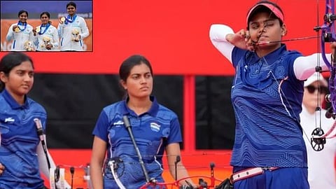 Indian women compound archery team Jyothi Surekha Vennam Prithika Pradeep Chikitha Thaniparthí win gold medal at Aichi Nagoya Asian Games 2026