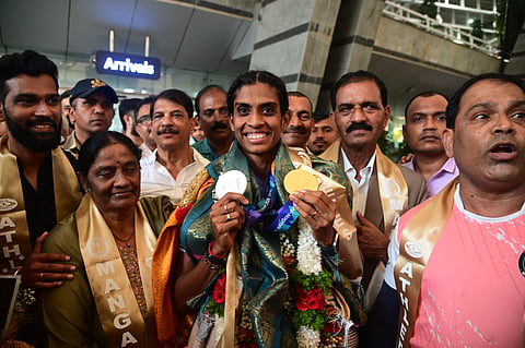 Poovamma gets a grand welcome at Mangalore airport
