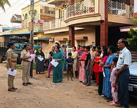 ಕಡೂರಿನಲ್ಲಿ ಕಳವು ಪ್ರಕರಣಗಳ ನಿಯಂತ್ರಣ ಕ್ರಮಗಳ ಮಾರ್ಗದರ್ಶಿ ಸೂತ್ರದ ಕರಪತ್ರಗಳನ್ನು ಪಿಎಸ್‌ಐಗಳಾದ ಲೀಲಾವತಿ ಮತ್ತು ವಿದ್ಯಾ ಜನರಿಗೆ ಹಂಚಿದರು. ಸಜಿತ್‌ಕುಮಾರ್ ಇತರರಿದ್ದರು.