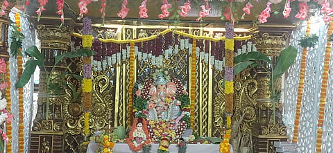 A view of the grand Ganeshotsava organized by the Sri Sarvadharma Yuvakara Seva Sangha at Kadirenahalli, Banashankari.
