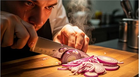 Watery eyes while cutting onions
