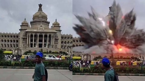Vidhana Soudha building in Bengaluru where a bomb blast scene was created using AI