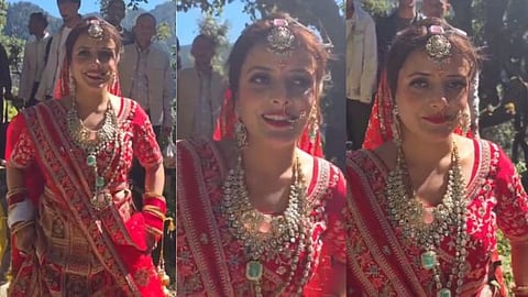Due to the lack of road connectivity, a new bride named Sharmila had to traverse an 18-kilometer mountain path while wearing her heavy wedding lehenga.