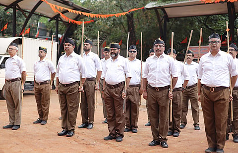 Leader of the Opposition R. Ashoka, Chalavadi Narayanaswamy, and others participated in the RSS march held on the occasion of Vijayadashami.