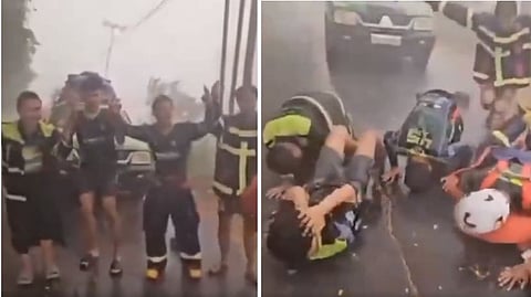Indonesia rain, Fire fighter video