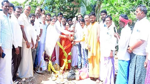 stone laying ceremony for Ayurvedic hospital building
