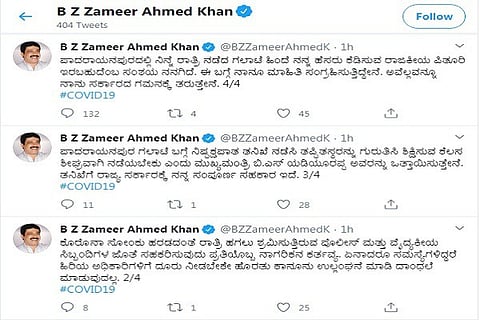 Zameer Ahmed Khan Tweet Padarayanapura 20 APR 20