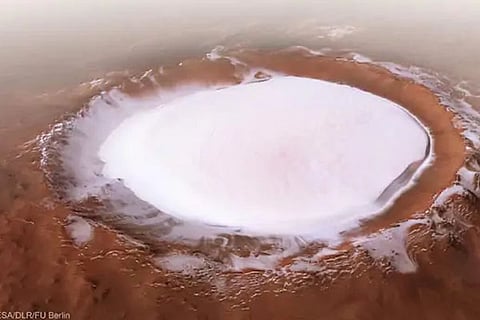 mars icy crater