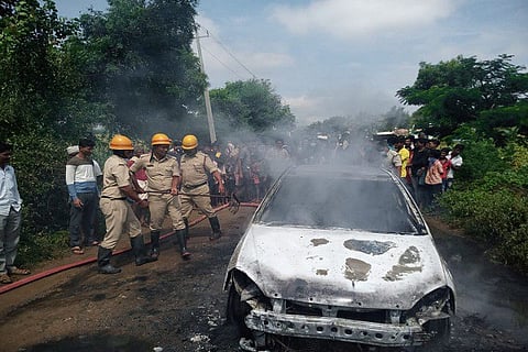 DVG tata indica car fire