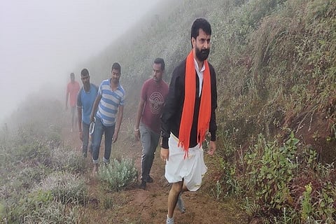 C T Ravi climbing the deveeramma hill