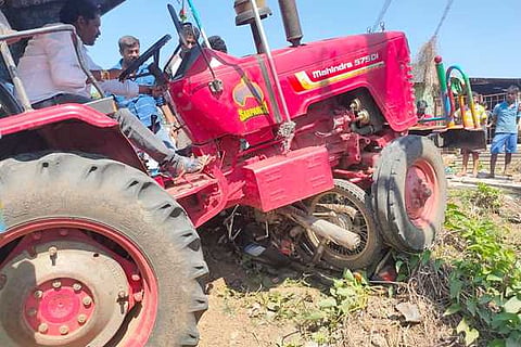 Tractor bike accident