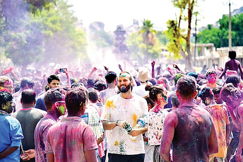 28032021 HAMPI HOLI file PHOTO