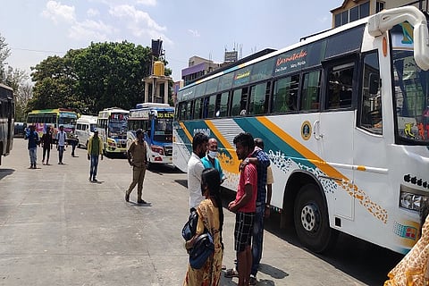 Private busus in KSRTC Stand