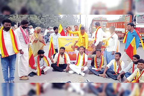 161221 Sindhanuru Kannada Janapara Vedike Protest
