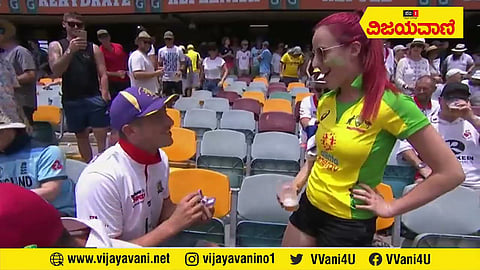 ಮಂಡಿಯೂರಿ ಮಾಡಿದ ಪ್ರೇಮ ನಿವೇದನೆ: ಕ್ರಿಕೆಟ್​ ಮಧ್ಯೆ ವೀಕ್ಷಕರಿಗೆ ಸಿಕ್ಕ ಸವಿ ದೃಶ್ಯ! #Cricket #Lovers #England - youtube