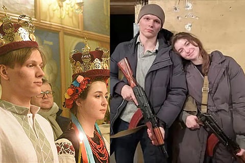 newly weds couple ready to serve war hit Ukraine nation