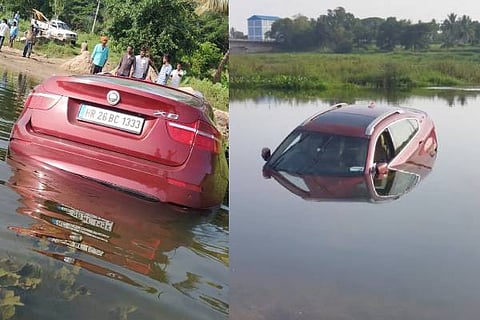 bmw car in kaveri water