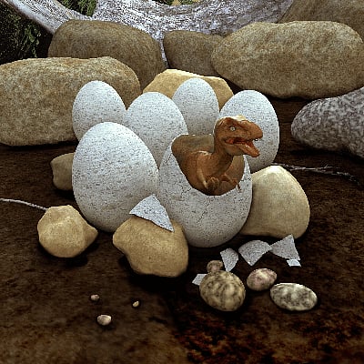 a-baby-dinosaur-coming-out-of-a-dinosaur-egg