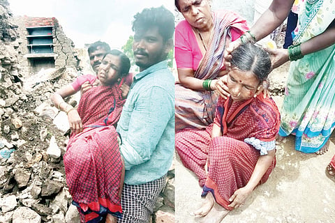 290822 Marali A woman was injured when the roof of her house fell