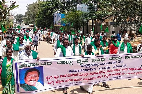 Agriculture Pumpset, Meter, APMC, Jagaluru, Protest,