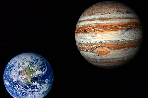 planet earth near jupiter