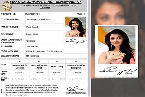 Actress Aishwarya Rai’s photo on exam admit card