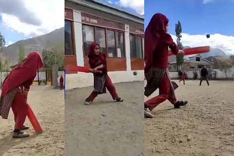 Girl Play cricket
