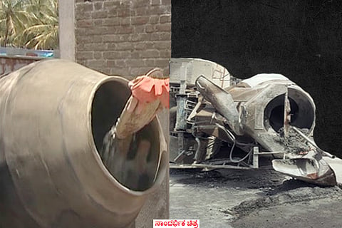 cement concrete mixing machine accident