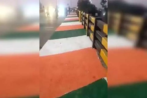 Footpath painted in tricolour ahead of PM Modi’s Indore visit raises