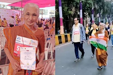 old woman runs Mumbai marathon