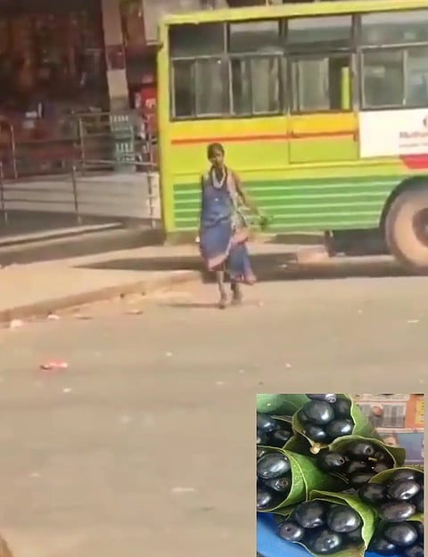 Halakki Lady Cleaning bus stand garbage