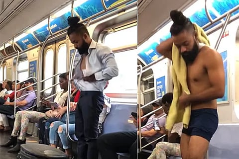Man bath in Metro