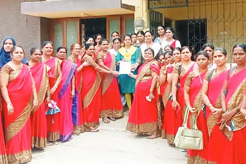 Anganwadi workers protest