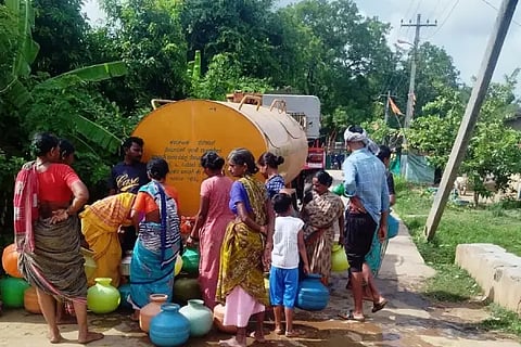 Locale administration supplying water by tanker