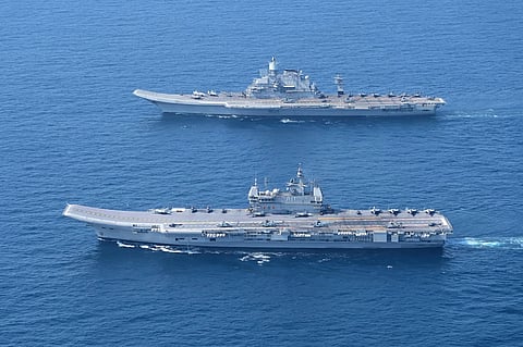 INS Vikran and Vikramaditya in Arebiyan Sea