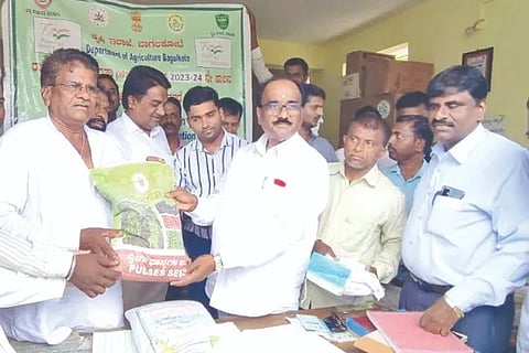 Jamakhandi MLA, Jagadeesha Gudagunti, sowing seed Vitarane