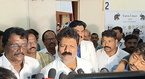 Minister Malkal Vaidya Taking with Media.