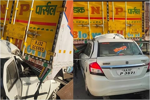 Three people end life on the spot when a car collided with the container from behind (1)