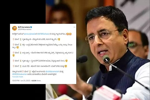bjp tweet over surjewala