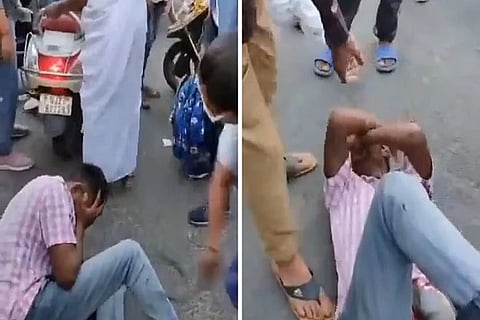 man trashed with belt at gujarat