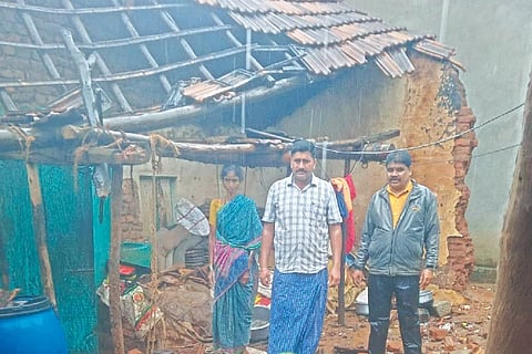 Channagiri, rain, house, collapse,