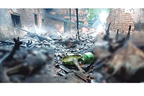 Cows Died in fire Accident.