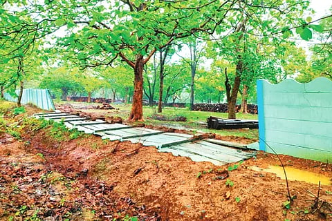 mundgod timber depot compound wall broke down