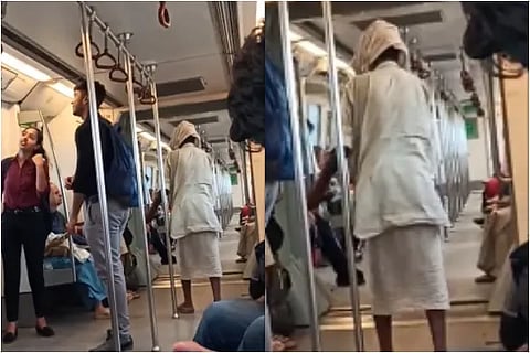 video of man begging in delhi metro went viral