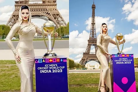 1Urvashi Rautela Becomes First Actor to Launch Cricket World Cup 2023 Trophy in Paris