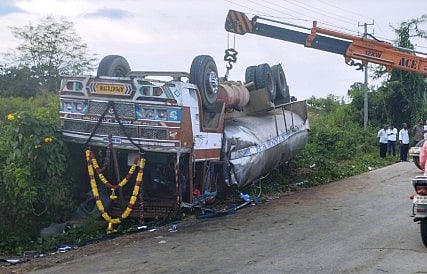 Overturned milk tanker Near Magadi