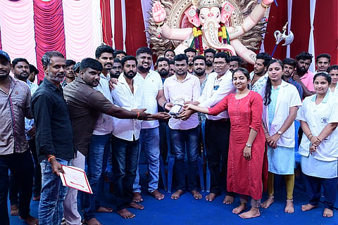 Blood donation camp as part of Ganapati Pratishapana