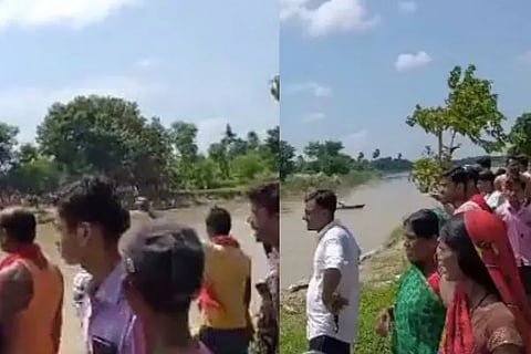 Boat Carrying 34 School Going Children Capsizes In Muzaffarpur 12 Kids Missing Visuals Surface