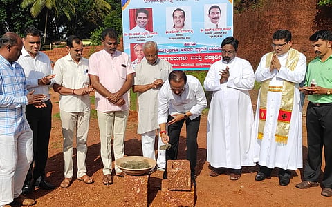Foundation stone of Community Hall